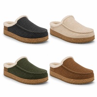 Chaussons en feutre doublés de polaire à enfiler, semelle en liège, bout rond, pour l'hiver, intérieur/extérieur, décontractés, pour la maison