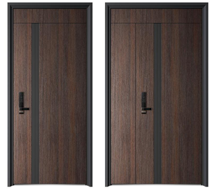 モダンなデザインのフルオロカーボンペイント鋼セキュリティドア光沢度の高い仕上げアルミ合金指紋マルチポイントロック - Product Image 2