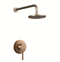 Ensemble de robinetterie de douche encastrée à fonction unique en laiton antique de 8 pouces avec pommeau de douche effet pluie