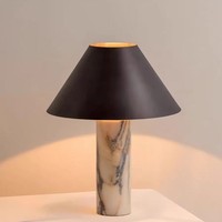Lampe de table en marbre de style italien, abat-jour en tissu en forme de champignon, lampe de chevet minimaliste à LED pour salon, chambre, hôtel, bureau