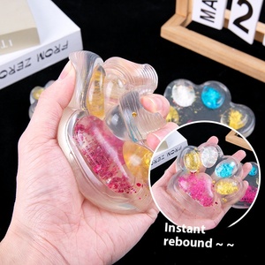 Hot-Selling High-Value Crystal Squeeze Toy Cross-Border Glitter Aurora Cat Paw Flashing Plastic Dumpling Stress Relief Unisex 14 - Product Image 1