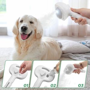 Cat Steam Brush 3-in-1 Steamy <b>Rubber</b> & <b>Plastic</b> Eco-Friendly Pet Hair Removal Comb Self-Cleaning Anti-Static Grooming Brush - Product Image 3