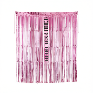 Tenda a Frange in Plastica Rosa Rettangolare per Decorazioni di Feste di Compleanno per Interni, Riutilizzabile, Taglia Adulto DS-001 - Product Image 1