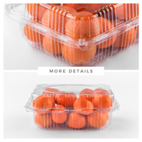 Récipient d'emballage PET clair de fruits frais à clapet carré d'approvisionnement d'usine boîtes d'anneaux perforées en plastique pour tomates, cerises et fruits