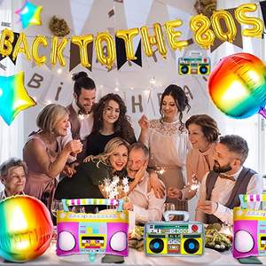 Ballon bannière <span class=keywords><strong>Hip</strong></span> <span class=keywords><strong>Hop</strong></span> style années 80, <span class=keywords><strong>radio</strong></span> rétro, ballon en feuille 4D, anniversaire, décoration de fête années 90 - Product Image 6