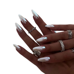 <span class=keywords><strong>Uñas</strong></span> Postizas Sencillas con Recubrimiento Protector, Estilo Europeo y Americano, Color Sólido, Forma Almendrada, Cortas - Product Image 1