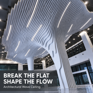 Plafonds en aluminium sculptés à lattes, isolation acoustique intégrée pour un flux spatial optimisé, classe A ignifuge, pour la décoration des grands halls publics - Product Image 1