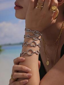 Brazalete de circón 5A de empalme de día geométrico de diamante completo simple - Product Image 5