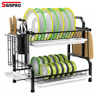 SANIPRO Égouttoir de rangement et de séchage en acier inoxydable pour ustensiles de cuisine, baguettes, planches à découper, couteaux, fourchettes et cuillères