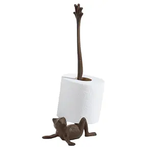 Toallero de papel higiénico de rana de hierro fundido soporte de papel decorativo animal lindo para Cocina