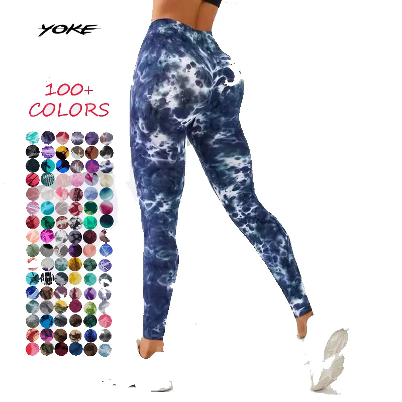 2024 Leggings de levage des fesses sans couture avec logo personnalisé tie-dye collants d'entraînement doux pantalons de yoga