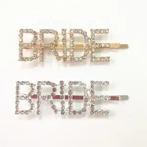 Pafu bachelorette bridal shower party supplies favors 2pack silver and gold rhinestones sparkle bride letter hair clips