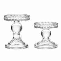Porte-bougies en cristal avec bordure taillée en diamant, centres de table transparents sur piédestal pour mariages, décoration de la maison et d'événements
