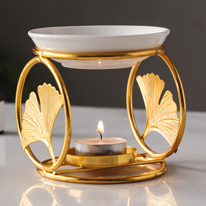 Nouvelle Lampe à Bougie Créative en Céramique Dorée Écologique <span class=keywords><strong>pour</strong></span> la Maison, Brûleur d'Encens et d'Huiles Essentielles d'Aromathérapie, Support <span class=keywords><strong>pour</strong></span> Diffuseur de Parfum de Thé - Product Image 1