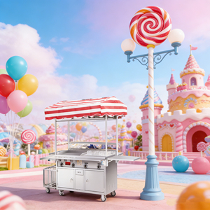 4 Wheel Rust Resistant Stainless Steel Mobile Snack Food Cart Convertible with Grill Built-In <b>Heater</b> 2 Year Warranty Outdoor Use - Product Image 5