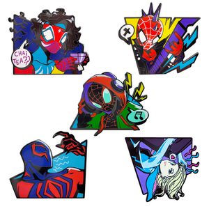 Nuovo Design di Alta Qualità, Badge in Metallo Anime Spider-Verse con Miles, Gwen, Miguel, Hobie, Pavitr, Decorazione per Zaino - Product Image 1