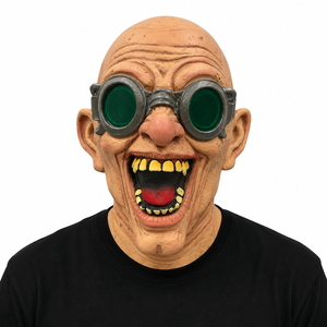 Máscara de Látex Realista de Cara Completa con Gafas Verdes, Aspecto Terrorífico y Boca Abierta para Disfraz de Halloween, Cosplay y Fiestas - Product Image 1