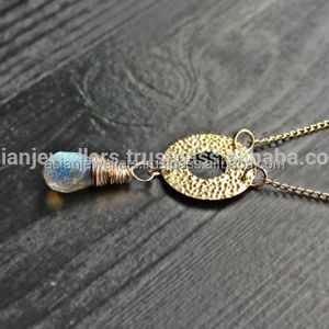 925 Sterling Silver Labradorite Gemstone Pendant Gold Plated Handmade Women's Gift <b>Jewelry</b> with Customizable Designs - Product Image 1