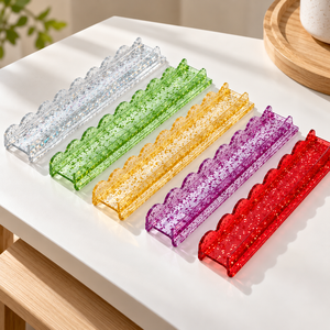 En stock: Regla de clasificación de fichas de mahjong americano de acrílico con lámina dorada navideña, de 20 pulgadas, con ranuras festoneadas, plegable e impermeable. - Product Image 3