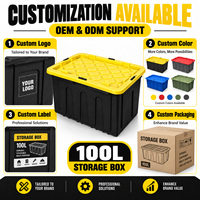 Boîte de rangement en gros de 100 L avec couvercle, série XL classique, conteneur en plastique PP robuste pour entrepôt et garage