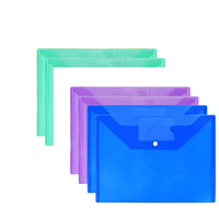 8 pochettes et dossiers transparents A4, 8 couleurs, avec bouton, réutilisables pour la maison, le bureau et l'école