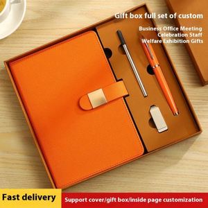 High Quality Leather <b>A3</b> Enterprise Organizer/Planner Gift <b>Box</b> Custom High-Value Buckle Notepad Hardcover Style Thread Sewing - Product Image 3