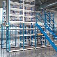Système de rayonnage industriel haute densité pour entrepôt, plateforme de mezzanine en acier avec escalier