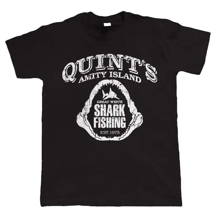 Toptan doğrudan satış yeni özelleştirme Quints balıkçılık köpekbalığı çeneleri erkek t-shirt süblimasyon T shirt Hommes dökmek rahat