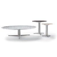 Table basse de salon de style moderne avec plateau en marbre et base en acier inoxydable, ensemble de table à thé