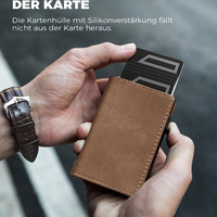Dompet pria memblokir Rfid, dompet pintar minimalis, tempat kartu kredit magnetik, lipat tiga, pop up, casing logam, penyimpan kartu Id, untuk pria