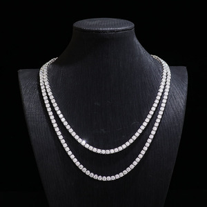 Hip Hop Jóias 925 Homens Prata Colar De Tênis Personalizado Cadeia 3mm 16/18/20/22/<span class=keywords><strong>24</strong></span> Polegada Luxo Moissanite Cadeia De Tênis Colar - Product Image 2