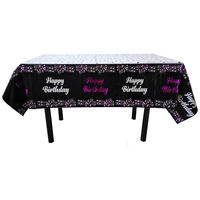 Nappe d'anniversaire en gros avec logo personnalisé, couverture de table jetable en plastique, fournitures de décoration d'anniversaire OEM
