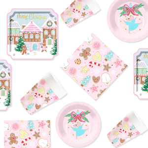 DAMAI Christmas Party Supplies Disposable Dinnerware Tableware Favors for 8 Guests Christmas Party Plates Napkins Tableware Set - Product Image 2