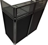 Système de stand de disco mobile DJ avec étagère, façade de fête à domicile, toile noire, cadre en métal, stand avec plateau de table plat