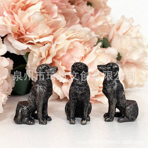 Figurines d'animaux de petite taille en faux bronze, chien, chat, lapin, ornements décoratifs pour salon, style moderne, lot de plusieurs pièces - Product Image 2