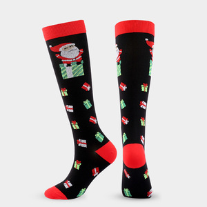 Nouvelles chaussettes de compression en nylon pour adultes, pour l'hiver, Noël et Halloween, pour le commerce transfrontalier, avec motifs Wish Explosions et chaussettes de Noël à motifs. - Product Image 5