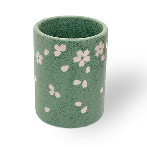 Tazas de Té de Cerámica Japonesas Pequeñas con Diseño de Flores de Cerezo, Paredes Gruesas y Textura de Piedra - Product Image 1
