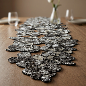 Camino de Mesa Bordado Floral Gris Plateado, Decoración Clásica para el Hogar, Lavable - Product Image 2
