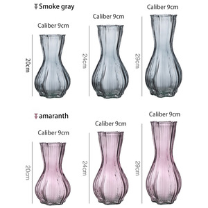 Glass <strong>Vases</strong> Bulk Cheap Smoked Glass Bud <strong>Vases</strong> Modern Simple Vertical Striped Rose <strong>Flower</strong> Glass <strong>Vase</strong> - Product Image 6