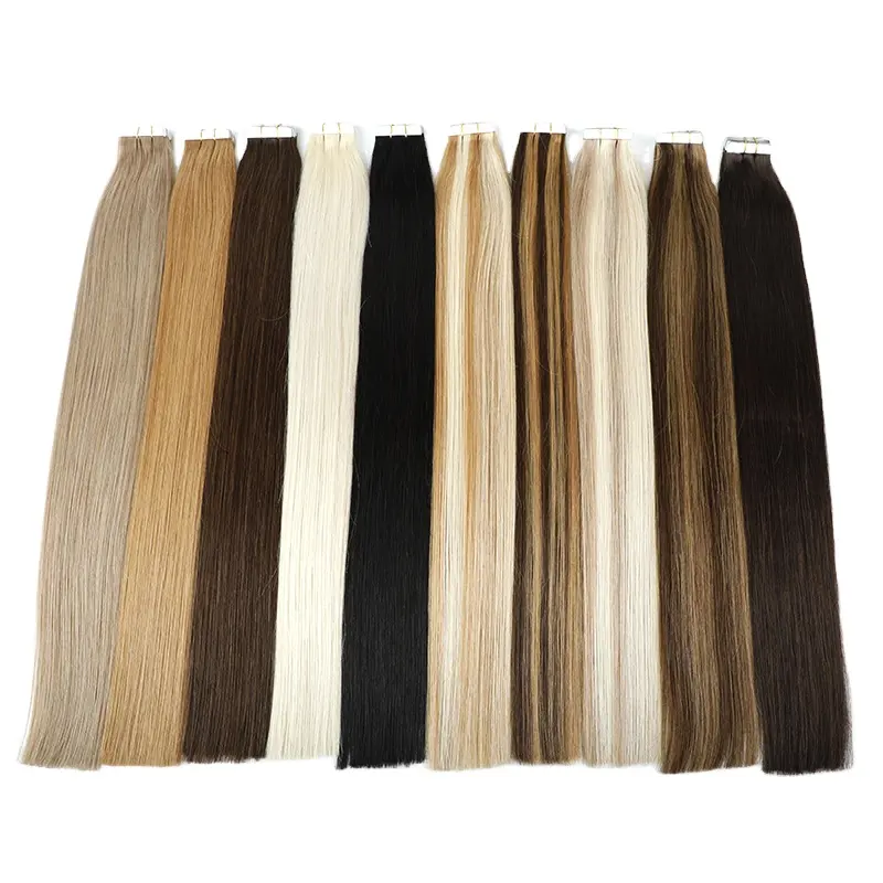 Tape Ins Extension Double Drawn Skin Weft Invisible PU Tape In Hair Extensions 100% Human Hair
