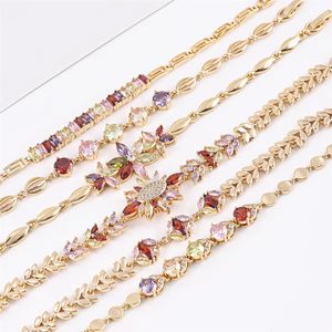 เครื่องประดับแฟชั่นผู้หญิงสุดอินเทรนด์ สร้อยข้อมือทอง 18K ชุบทองเหลือง ประดับจี้รูปหัวใจ ประดับเพชรซิคอนหลากสี ของขวัญ CM <span class=keywords><strong>YIM</strong></span> - Product Image 3