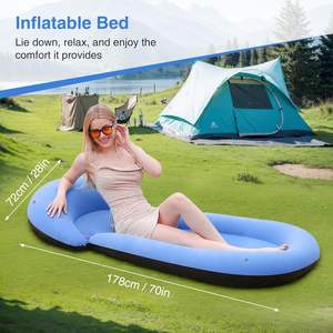 Chaise longue gonflable légère en PVC, portable, pour intérieur, extérieur, plage, piscine, camping - Product Image 5