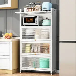 خزانة مطبخ متعددة الوظائف مضادة للأتربة متعددة الطبقات خزانة تخزين أرفف رف لعرض الأجهزة المنزلية