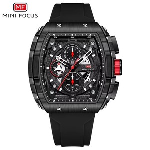 นาฬิกาข้อมือผู้ชาย MINI FOCUS 0399G รุ่นยอดนิยม ดีไซน์ทรงถังไวน์ สายซิลิโคน กระจกโค้งไล่เฉดสี หน้าปัดโปร่งใส นาฬิกาควอตซ์ - Product Image 4