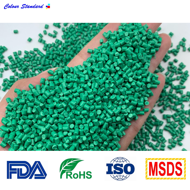 Green Plastic Color Masterbatch 77478 for Toys Medical Trays Food and Medical-grade PP PC PE ABS Heat-resistant Masterbatch