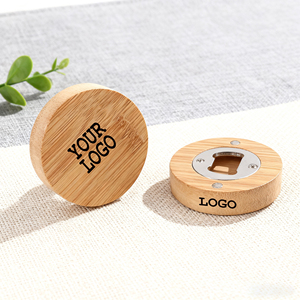 Imán Personalizado para Refrigerador YS377, Forma Redonda, Abridor Magnético de Madera Maciza, Abridor de Botellas de Cerveza de Bambú - Product Image 1
