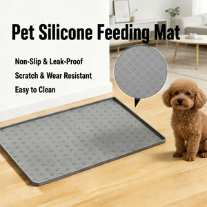 Tapis d'alimentation pour animaux de compagnie en silicone, antidérapant, anti-fuite, résistant aux rayures, lavable, avec motif de pattes, pour la maison et les voyages - Product Image 1