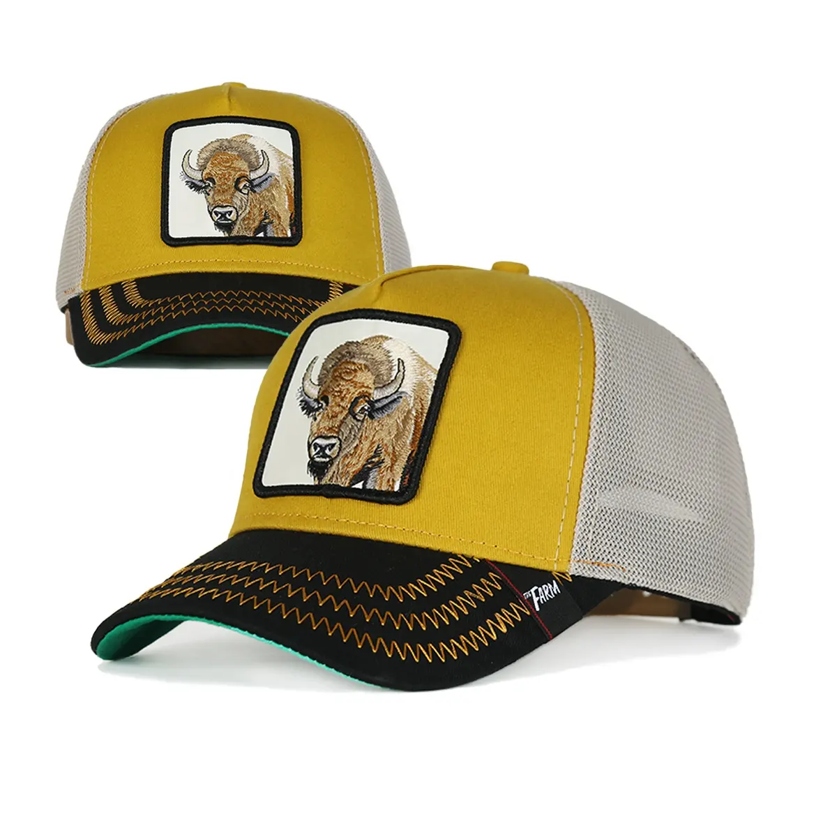 รูปแบบใหม่หมวกขายส่ง 5 แผงฟาร์มหมวกสัตว์หมวกกีฬาผู้ชายตาข่าย Trucker หมวกโลโก้ที่กําหนดเองพรีเมี่ยม Gorras