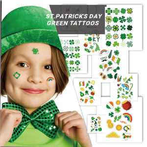 Autocollants de trèfle <span class=keywords><strong>irlandais</strong></span> vert auto-adhésif à quatre feuilles pour enfants St Patricks Day Face Body Party Celebrations - Product Image 2