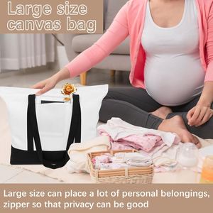 Sublimation Blanks Canvas With Zipper Bulk Reusable Grocery Shopping Farmers Market <b>Bag</b> <b>Travel</b> <b>Tote</b> <b>Bags</b> for Women - Product Image 2